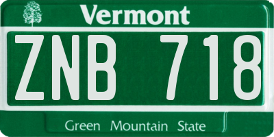VT license plate ZNB718