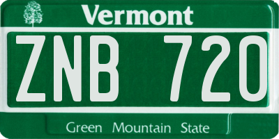 VT license plate ZNB720