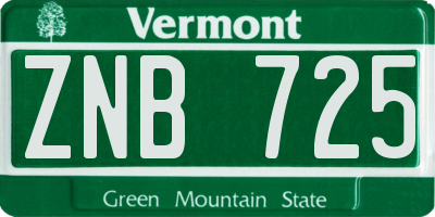 VT license plate ZNB725