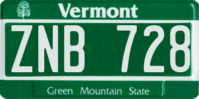 VT license plate ZNB728