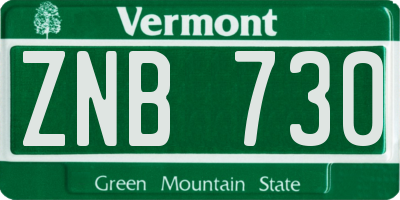 VT license plate ZNB730
