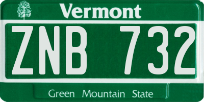 VT license plate ZNB732