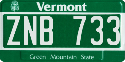 VT license plate ZNB733