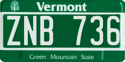 VT license plate ZNB736