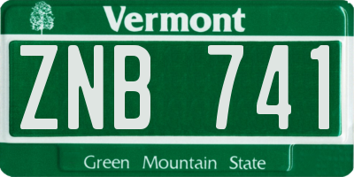 VT license plate ZNB741