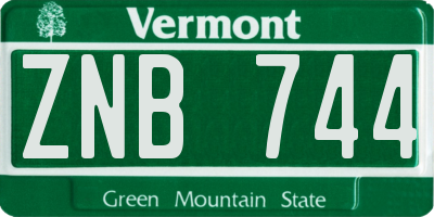 VT license plate ZNB744