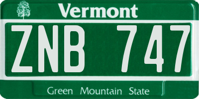 VT license plate ZNB747