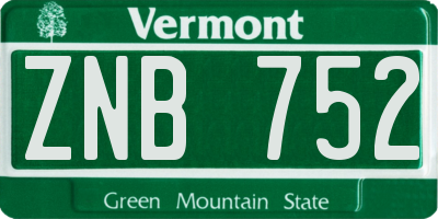 VT license plate ZNB752