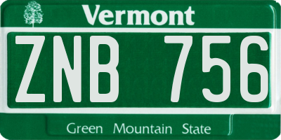 VT license plate ZNB756