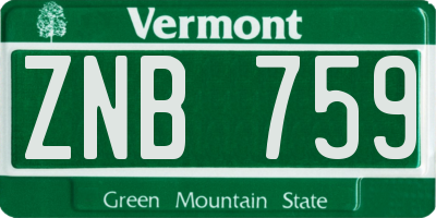 VT license plate ZNB759