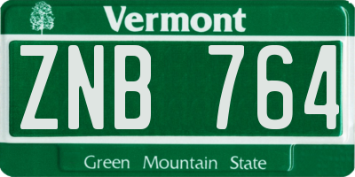 VT license plate ZNB764