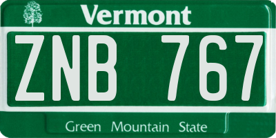VT license plate ZNB767