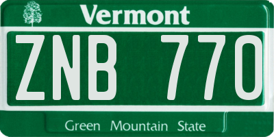 VT license plate ZNB770
