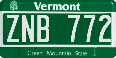 VT license plate ZNB772