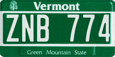 VT license plate ZNB774