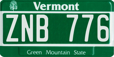 VT license plate ZNB776