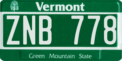 VT license plate ZNB778
