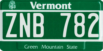 VT license plate ZNB782