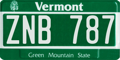 VT license plate ZNB787