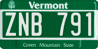 VT license plate ZNB791