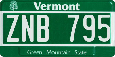 VT license plate ZNB795