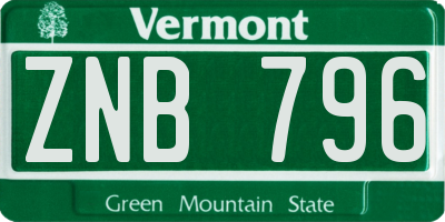 VT license plate ZNB796