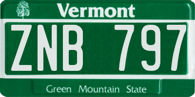 VT license plate ZNB797