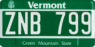 VT license plate ZNB799