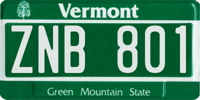 VT license plate ZNB801