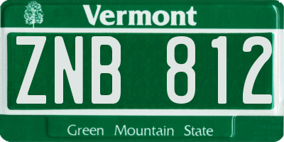 VT license plate ZNB812