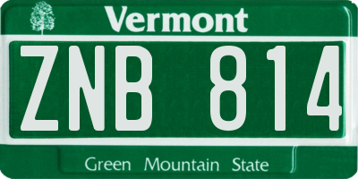 VT license plate ZNB814
