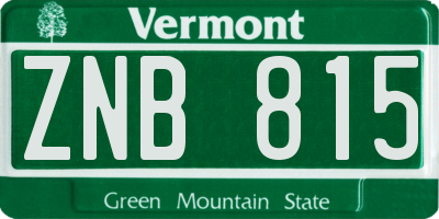 VT license plate ZNB815