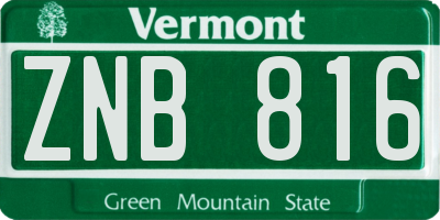 VT license plate ZNB816