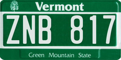 VT license plate ZNB817