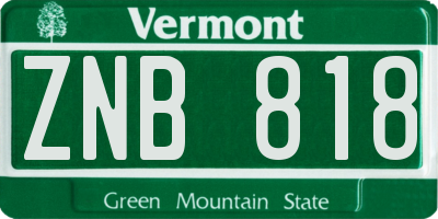 VT license plate ZNB818