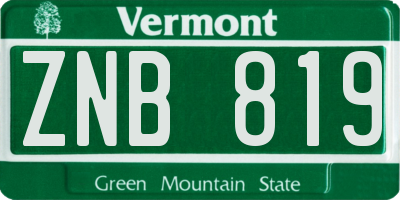 VT license plate ZNB819