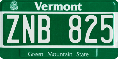 VT license plate ZNB825