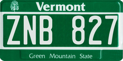 VT license plate ZNB827