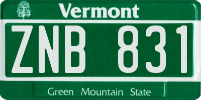 VT license plate ZNB831