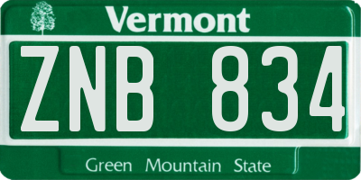 VT license plate ZNB834