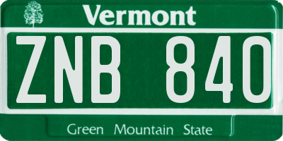 VT license plate ZNB840