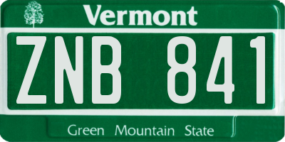 VT license plate ZNB841