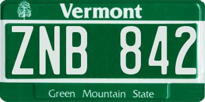 VT license plate ZNB842