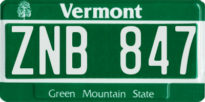 VT license plate ZNB847