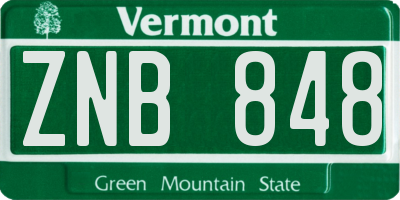 VT license plate ZNB848