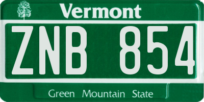 VT license plate ZNB854