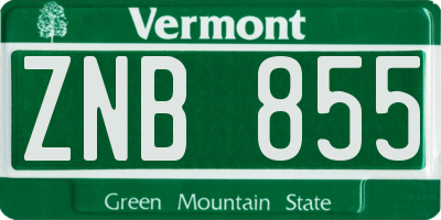 VT license plate ZNB855