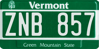 VT license plate ZNB857