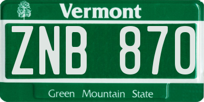 VT license plate ZNB870