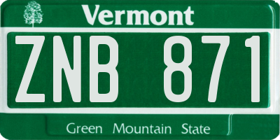 VT license plate ZNB871